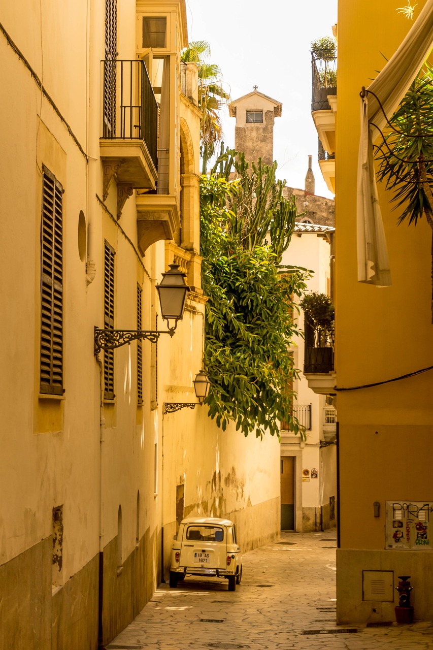 palma de mallorca, alley, buildings