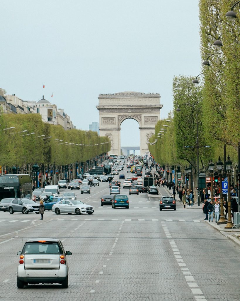 arc de triomphe, road, traffic